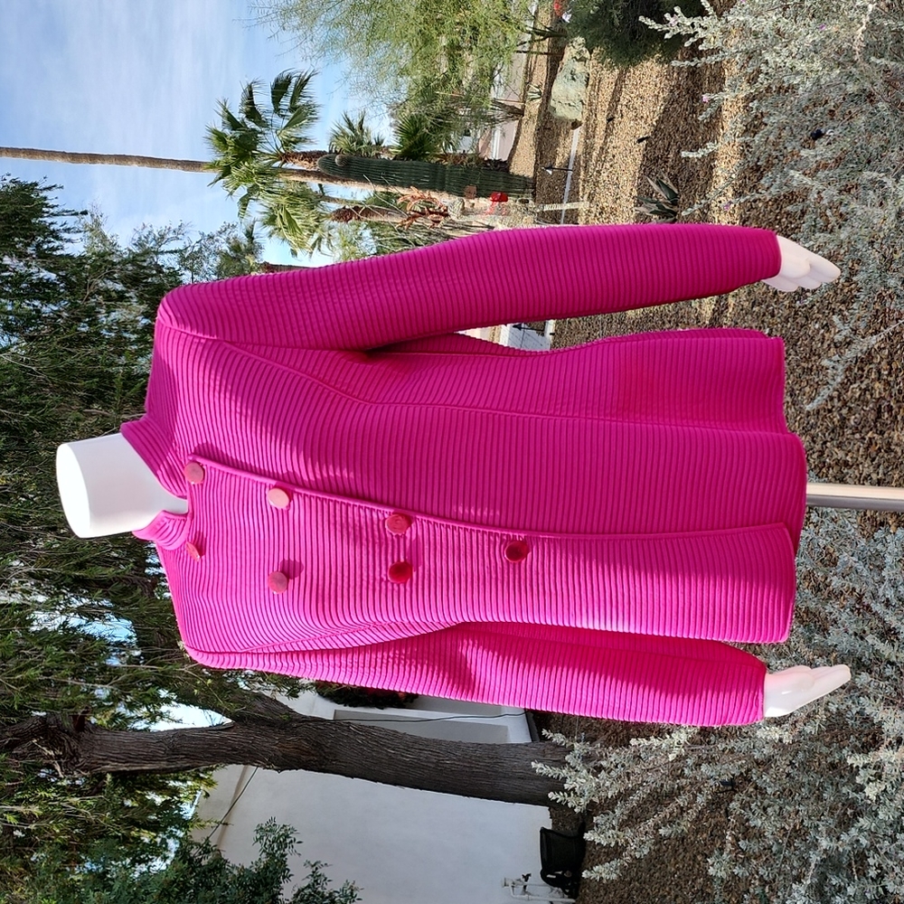 GIORGIO ARMANI Fuchsia Wool Blazer 46 Minimalist Cadet Jacket 90s Italy VINTAGE - Picture 15 of 16